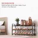 Bumusty 3-Tier Expandable Shoe Rack for Closet, 18-33 Adjustable Shoe Rack for Small Space, Small Shoe Organizer for Front Door, Sturdy Metal, Black