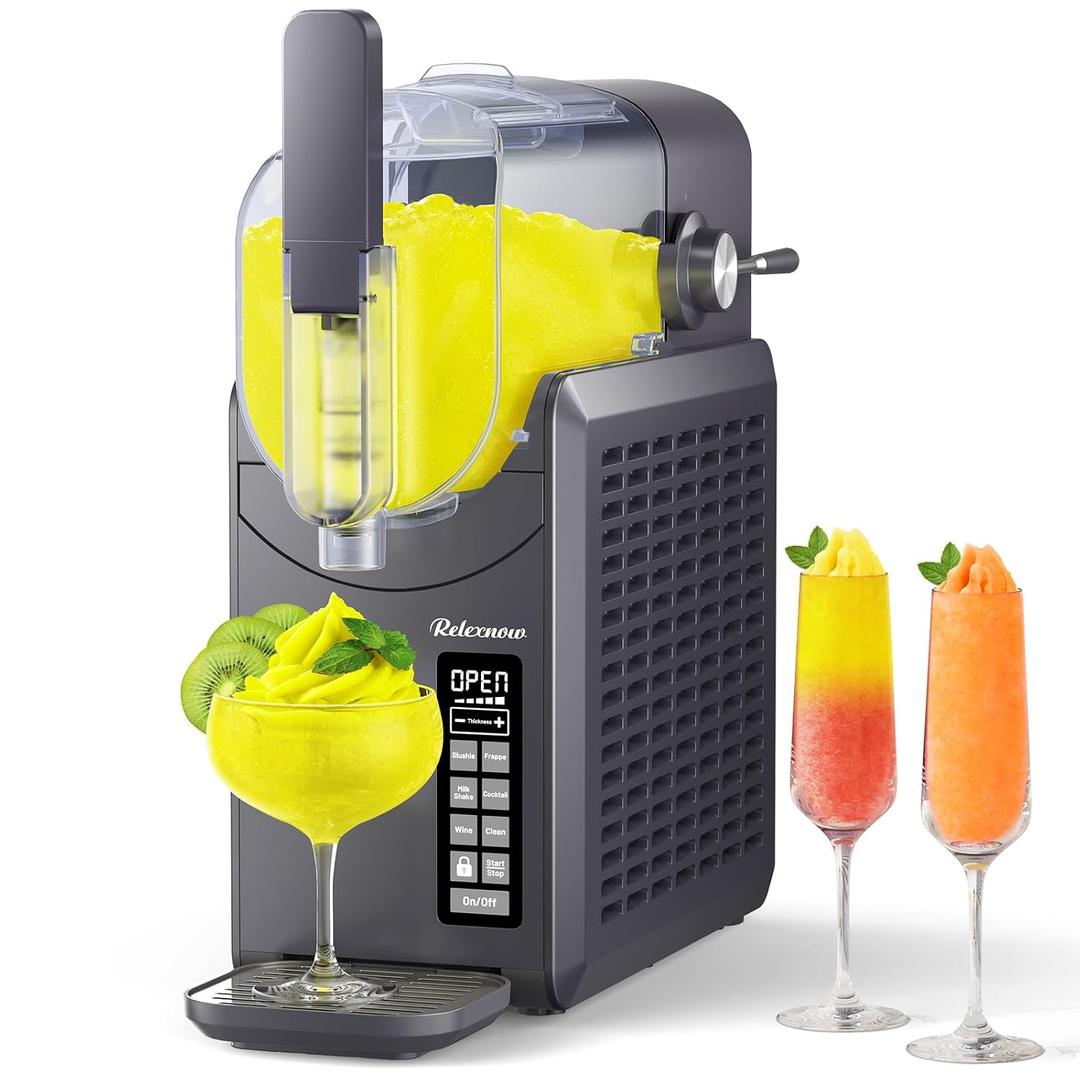 RELEXNOW Slushie Machine No Ice Needed, 88 oz Slushy Machine for Home, Professional 6 in 1 Frozen Drink Maker with Self-Cleaning for Margaritas, Frapps, Milkshake and More