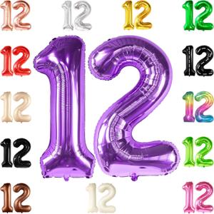 KatchOn, Huge Purple 12 Balloon Number - 40 Inch | Purple Number 12 Balloons, Purple 12th Birthday Decorations for Girls | Birthday Party Decorations