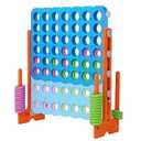 SDADI Height Adjustable Giant 4 in A Row Game, Jumbo 4-to-Score Game for Teens and Adults - Indoor Outdoor Connect Game Set with Quick Release Slider, Orange