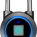 Fingerprint Padlock, Bluetooth Lock, Mobile APP, MEGAFEIS Smart Padlock with Keyless Biometric, Water Resistant, Suitable for Gym, Sports, Bike, School, Fence and Storage(Blue)