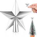 Hanaive Valentines Tree Topper Mini Star Small Treetop for Christmas Tree Star Ornaments Decorative for Home Xmas Holiday Party(Silver,1.77 Inch,Plated)
