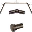 TONIAL Bay Window Curtain Rods, 36 to 72 Inch Center Rod for window, 20 to 36 Inch Side Rods for windows 3/4 Inch Decorative Drapery Rods with Small Cap Finial, Bronze
