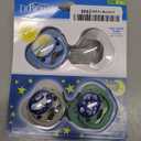 Dr. Brown's Advantage Glow-in-The-Dark Baby Pacifier, Fully Symmetrical Soother with Soft Silicone Bulb, Blue Sunrise-Blue Ocean, 0-6m, BPA Free, 4 Pack