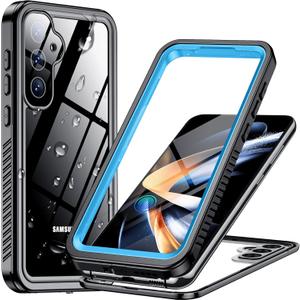 Temdan for Samsung Galaxy S23 FE Case Waterproof, Built-in Lens & Screen Protector[Full Body Shockproof][12 FT Military Drop Proof][Dustproof][IP68 Underwater] Case for Galaxy S23 FE 6.4-Light Blue