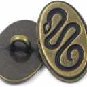 Bezelry 12 Pieces Sidewinder Snake Oval Metal Shank Buttons. 25mm (1 inch) (Antique Brass)