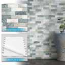 BeNice Peel and Stick Backsplash for Kitchen Mosaic Bathroom Marble Shower Tile Stickers Waterproof(10sheets,Blue Gray)