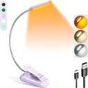Glocusent Willow Book Light for Reading in Bed, 10LED Bright Reading Light, 3 Colors & 3 Brightness, Rechargeable ,Lasts for 80hr, Lightweight Clip on Book Light, Perfect for Book Lovers