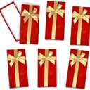 Gift Boutique - Christmas Cash Card Gift Box Holder Pack of 6, Red Velvet with Gold Bow Holiday Gifts Greeting Cards Present Wrap Rectangle Boxes Money Holders Party Favor Decor for Party Decorations