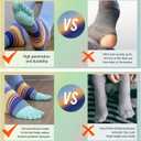 Cotton Rainbow Toe Socks, Arch Compression Athletic Running Socks, Colorful Cushioned Fit for Men & Women