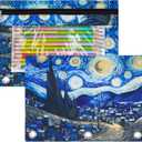 3 x IKAYAS Starry Night Pencil Pouch with Zipper, Pencil Pouch for 3 Ring Binder, Pencil Pouches Pencil Bags for Classroom bulk Pencil Box Pencil Case for Storing School Students Teacher Supplies 2 Pack