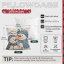 BEWQ Blue Chritstmas Pillow Covers 18X18 inch Set of 4, Chritstmas Tree Snowman Outdoor Throw Pillow Cases Decorative Cushion Covers for Home Couch Sofa Car Winter Decor