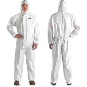 Hazmat Suit Disposable Coverall | Heavy Duty Full Body Paint Coverall & Suit in 7 Sizes with Multiple Specifications With Hood - 4X-Large, White, 1