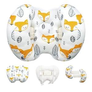 KAKIBLIN Baby Head Neck Support Pillow, 2 in 1 Banana Neck Pillow for Babies, Travel Pillow for Stroller Neck Support for Newborn, Adjustable Baby Pillow for Head