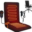 Heated Seat Cushion for Office - 12V Chair Heating Pad - Thick Seat Warmer wiht 7 Temp Levels & 12H Timer- Fast Heated Cover for Back,Hips Etc.Gift PackagingBlack