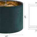 Green Velvet Lampshades Set of 2 Medium Drum Lamp Shade 13" Top x 13" Bottom x 10" High (Spider) Modern Lamp Shade - Ideal for Table & Floor Lamps - Lampshades Replacement - By GO&SO