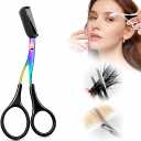 4 x Eyebrow Trimmer Scissor,Eyebrow Trimmer for Women Men,2-in-1 Professional Finger Grip Brow Scissors Scissor with Comb,Non-Slip Eye Brow Razors,Eye Brow Shaper Makeup Tool (Glossy black)