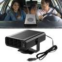 Car Heater, 12V 150W Fast Heating Windshield Defogger and Defroster, 2 in 1 Portable Heating & Cooling Fan, 360° Rotatable Heater with Plug-in Cigarette Lighter (Black)