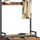 VASAGLE Hall Tree with Bench and Shoe Storage, Entryway Coat Rack with Shoe Bench, 2 Fabric Drawers, 10 Hooks, 11.8 x 31.7 x 71.5 Inches, Vintage Brown and Ink Black UHSR429B01
