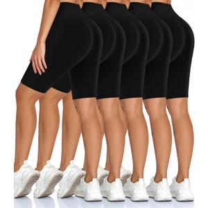 Diu Life 5 Pack High Waist Biker Shorts for Women - Buttery Soft 8" Womens Shorts for Workout, Yoga, Athletic, L/XL