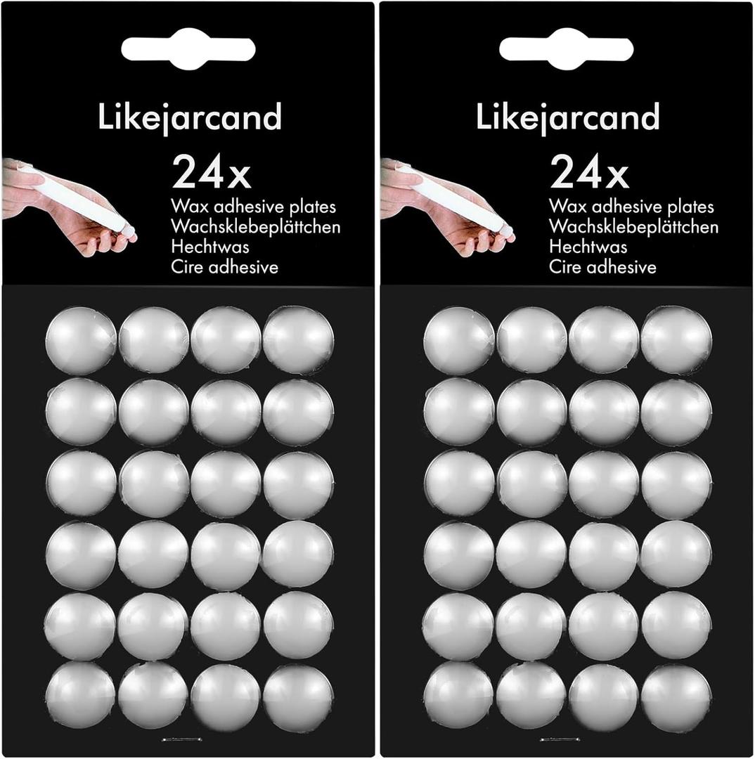 48 Pieces White Adhesive Small Candles, Accessories Candle Wax Dots- Adhesive,Wax Sticky Dots,Candl Accessories (48)