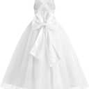 IBTOM CASTLE Toddlers Girl 3D Flower Feather Dress Embroidery Bridesmaid Birthday Dress Lace Tulle Party Dress Ball (9-10 Years)