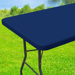 Spandex 6 Foot Rectangle Table Cloth, Elastic Fitted Tablecloths for Picnic, Stretch Washable Patio Table Cover for Outdoor, Camping, Banquet and Parties (Navy, 30"x72")
