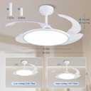 AHAWILL 48'' Retractable Ceiling Fan with Remote/APP Control,Bladeless Ceiling Fan with LED Lights,Stepless Full Spectrum,Memory,Modern Silent Fandelier for Bedroom Dining Room Living Room,White