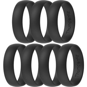 ThunderFit Unisex Silicone Wedding Rings, Rubber Engagement Bands, Variety Multipack 1,4,7 (9.5 - 10 (20.20mm))