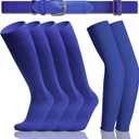 2 Pair Youth Softball/Baseball Socks - 1 Baseball Belt and 1 Baseball Arm Sleeve Combo for Men and Boy (Youth, Royal Blue)
