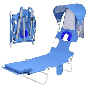 Heavy Duty Tanning Chair with Face Hole, Adjustable 5-Position Folding 
Backpack Beach Tanning Chair with Canopy Sun Shade & Face Hole, 6 Position Folding Lounge Sun Chair for Adults Outside Reading Sunbathing Poolside Camping Lawn, UPF 50+, 2 Pack, Patent Design