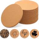 Boao 12 Pcs 6 Inch Round Absorbent Cork Coasters Wooden Cork Plant Coasters for Home, Drinks Coffee Table Dining Wooden Table Desk
