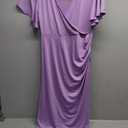 AISWI 2025 Womens Maternity Wrap Dress V Neck Ruffle Sleeves Semi Formal Baby Shower Photoshoot Party Cocktail Pregnancy (Purple, S)