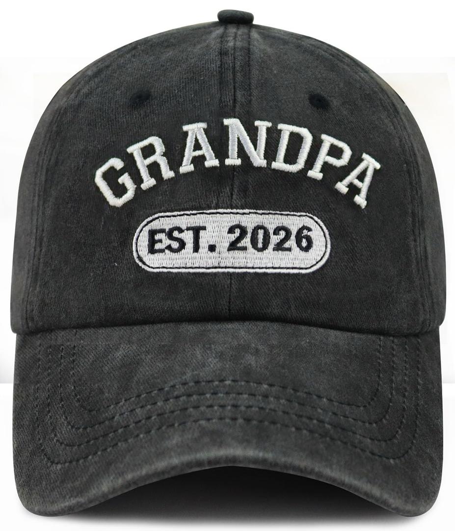 New Grandpa Gifts for Men, Funny Grandpa Est 2026 Hat, Adjustable 3D Embroidered Best Grandfather Gift Baseball Cap