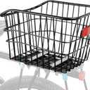 Rear Bike Basket, Waterproof Metal Wire Bicycle Baskets with Reflective Waterproof Cover, Large Capacity Rear Bicycle Cargo Rack, Basket for Bike Fits to Most Rear Bike Racks (Large)