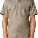 Dickies Men's Flex Relaxed Fit Short Sleeve Work Shirt (3X-Large Big Tall, Desert Sand)