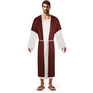 Jesus Costume Adult Men Biblical Robe Set Authentic Nativity Scene Disciple Halloween Christ Costume, Large