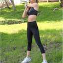 NEW YOUNG 3 Pack Capri Leggings for Women with Pockets-High Waisted Tummy Control Workout Gym Yoga Pants (Black, XXL)