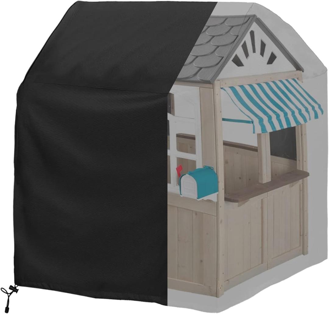 Playhouse cover, Outdoor playhouse covers waterproof, 57" L x 57" W x 63" H, Sun Protection Dust, 420D Heavy duty oxford fabric, (Black)
