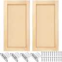 Cinnvoice 2 Pcs 14.5'' W x 29'' H Unfinished Pine Kitchen Cabinet Door Replacement with 4 Pcs Cabinet Hinges Wood Shaker Door Front Replacement for Kitchen, Bathroom, Vanity