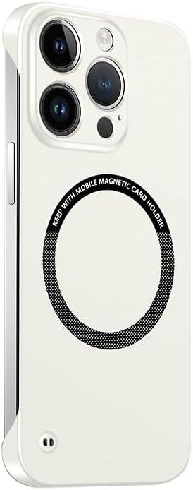 Frameless Magnetic Series Designed for iPhone 16 Pro Case[Compatible with MagSafe] Borderless Ultra Thin Slim Fit,Lightweight Minimalist Hard PC Yet Protective Shockproof Cover,White