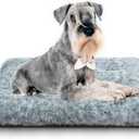 KISYYO Premium Washable Orthopedic Dog Bed  Extra Large Crate Mat with Non-Slip Base, Plush Support for Pets Up to 65 lbs, Grey (23" L x 18" W x 3" Th)
