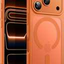 JETech Magnetic Case for iPhone 17 Pro Max 6.9-Inch Compatible with MagSafe, Shockproof Slim Phone Cover with Built-in Camera Control Button, Matte Translucent Back (Orange)