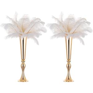 NUPTIO Gold Tall Centerpiece Table: 21.9" Trumpet Vases for Wedding Metal Flower Stand for Party Decorations Set of 2