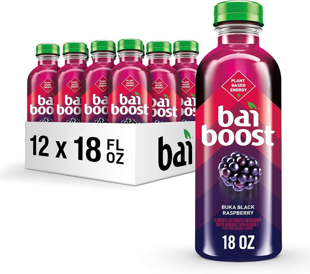 Bai Boost Buka Black Raspberry, Antioxidant Infused Beverage, 18 fl oz bottle (Pack of 12) (EXP 03/17/26)