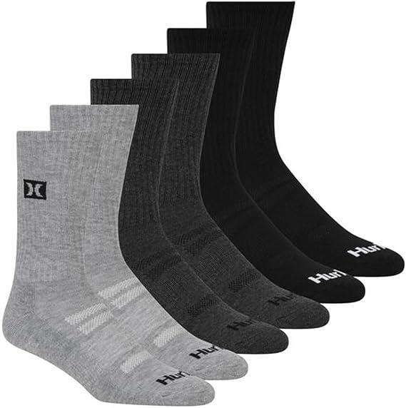 Hurley Men's Sport Cushioned Crew Socks 6-Pack
