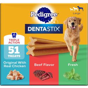 Pedigree Dentastix Large Dog Treats, Original, Beef & Fresh, 2.73 lb. Variety Pack (51 Treats Total) (EXP 04/01/27)