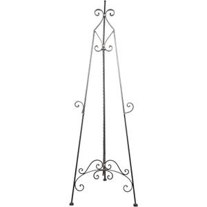 Deco 79 Metal Scroll Display Easel Tall Adjustable Floor Standing Easel with Gold Accents, Display Stand 21" x 27" x 65", Black