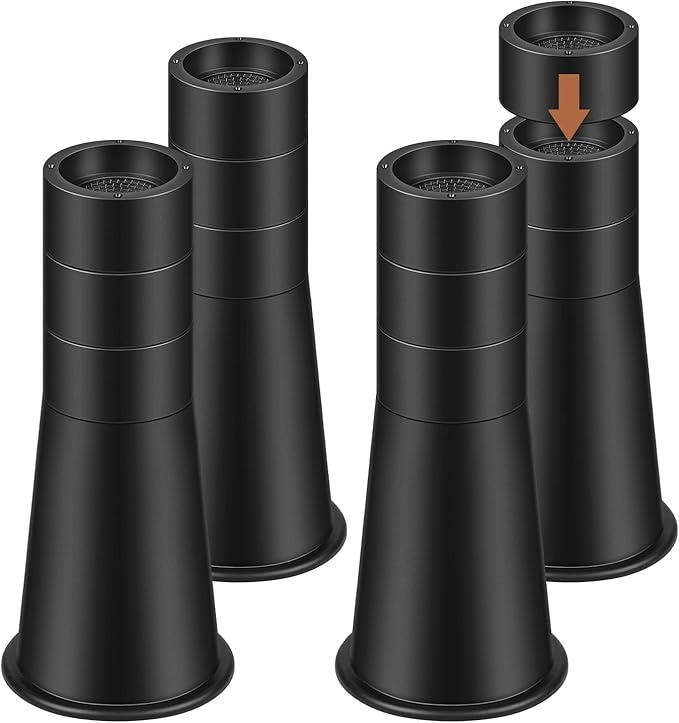 Bed Risers 12 Inch Heavy Duty, Round Furniture Risers Lifts 6" 8" 10" 12" for Bed Desk Table Sofa Couch, Adjustable Bed Frame Risers Supports Up to 6,000 Lbs, Black, 3 Pack
