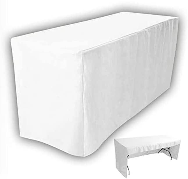 4 Less CO 5' Fitted Tablecloth Table Cover Trade Show Event Open Back Side - 3 Sided White